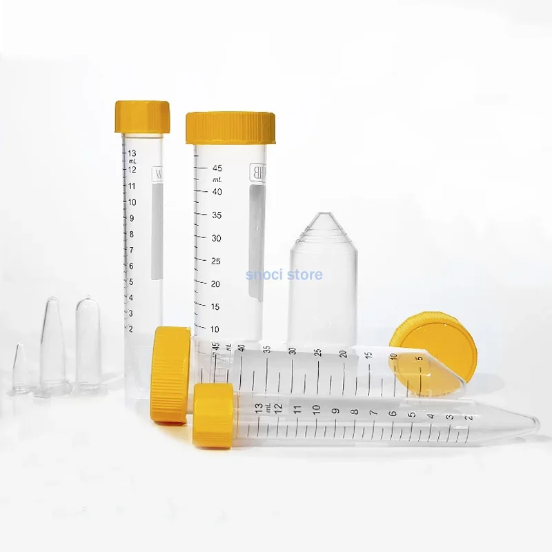 1.5ml ~ 25ml Plastic Screw Cap Sharp Bottom Centrifuge Test Tube with Scale Free-standing Centrifugal Tubes Laboratory Fittings