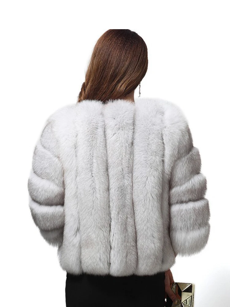 Quá Khổ Chất Lượng Cao Mùa Đông Nữ Giả Cáo Áo Khoác Lông Thú Sang Trọng Ngắn Lông Thú Giả Áo Khoác Và Áo Khoác Nữ Vải Dù Manteau Fourrure femme