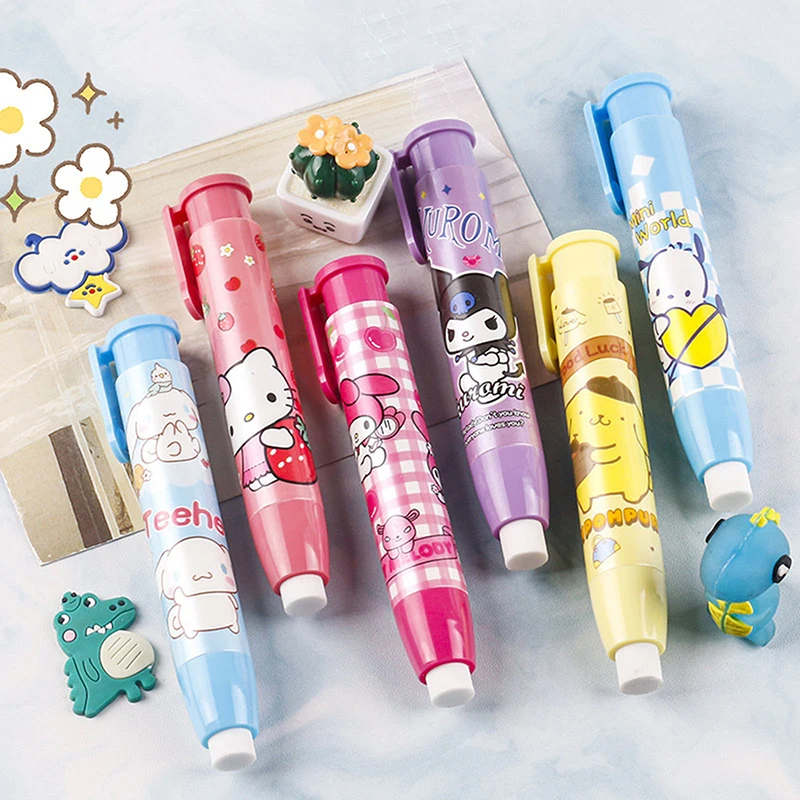 1Pcs Press Eraser Replace Core Sanrio Eraser Kawaii Hello Kitty Eraser Student Stationery Supplies Children's Toys