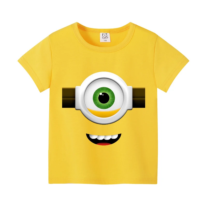Minions Print Children Cotton T-Shirt Skin Friendly Comfort Short Sleeve Tops Boys Girls Casual Birthday Gift Outfit