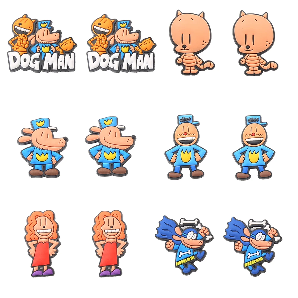 12Pcs/set Dog Man Shoe Charms For Clogs Cartoon Series Shoe Decoration Premium Quality Popular Charms Accessories Great Gift