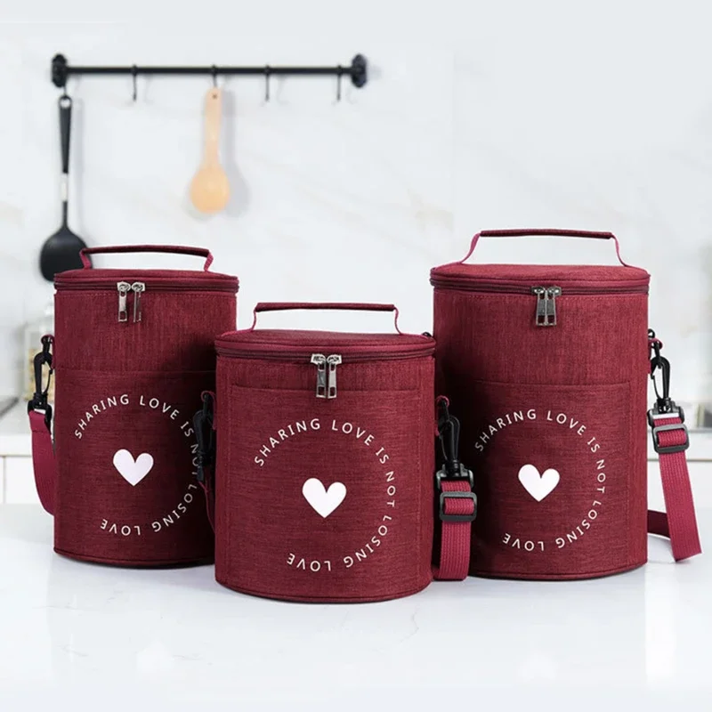 

Large-Capacity Portable Lunch Bag Fresh-Keeping Thickened Lunch Box Bag Round Barrel Aluminum Foil Insulation Bags 2023 New