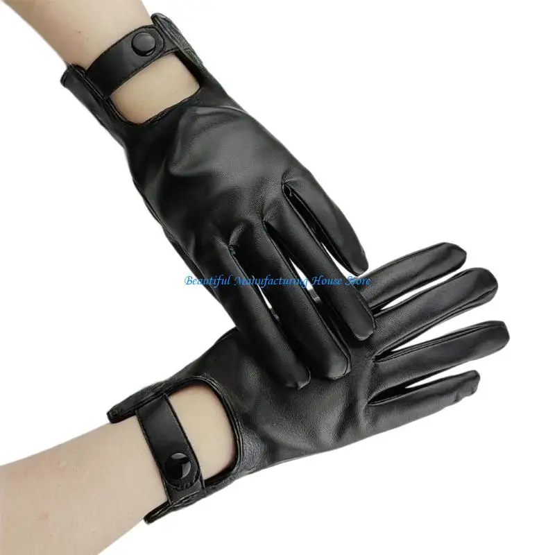 E56A Punk Rock Full Finger Gloves Breathable PU Perfect For Festivals Daily Commute