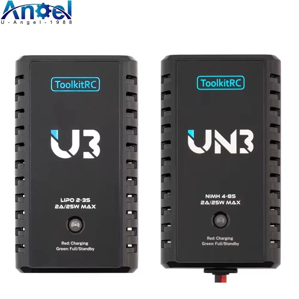 ToolkitRC U3 2-3S LiPo UN3 4-8S USB-C NiMh Battery Charger 2A 25W Balance Port Direct Charge for RC Model FPV Drone Car Airplane