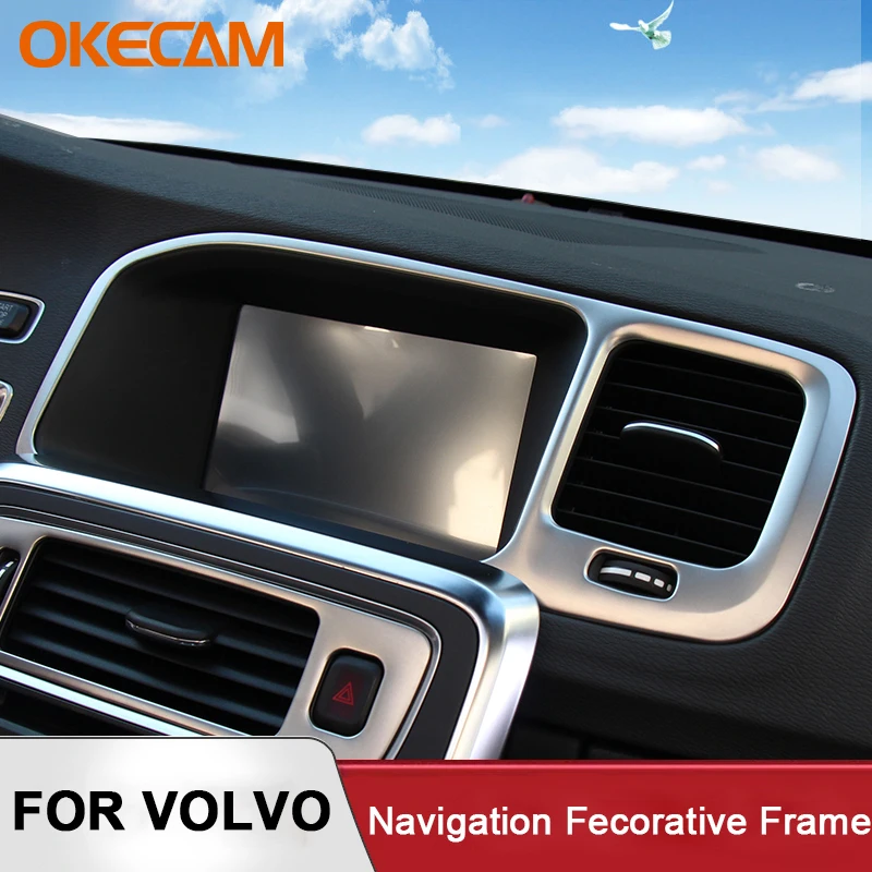 For Volvo S60 V60 LHD Interior Modified Accessories Car Styling Center Console Navigation Screen Frame Decoration Sticker Trim