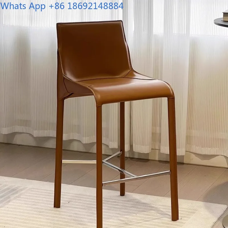 

Легкий роскошный барный стул в итальянском стиле, современный минималистичный домашний барный стул со спинкой, высокий табурет в индустриальном стиле
