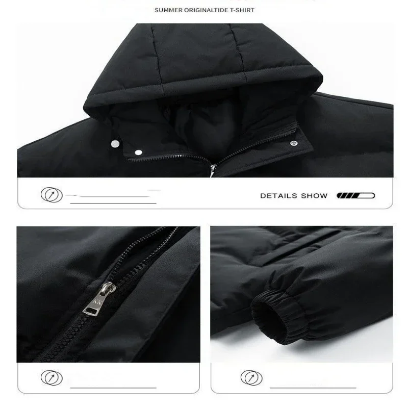 High quality hooded cotton jacket for men and women in winter, warm, windproof, and snow resistant multifunctional jacket