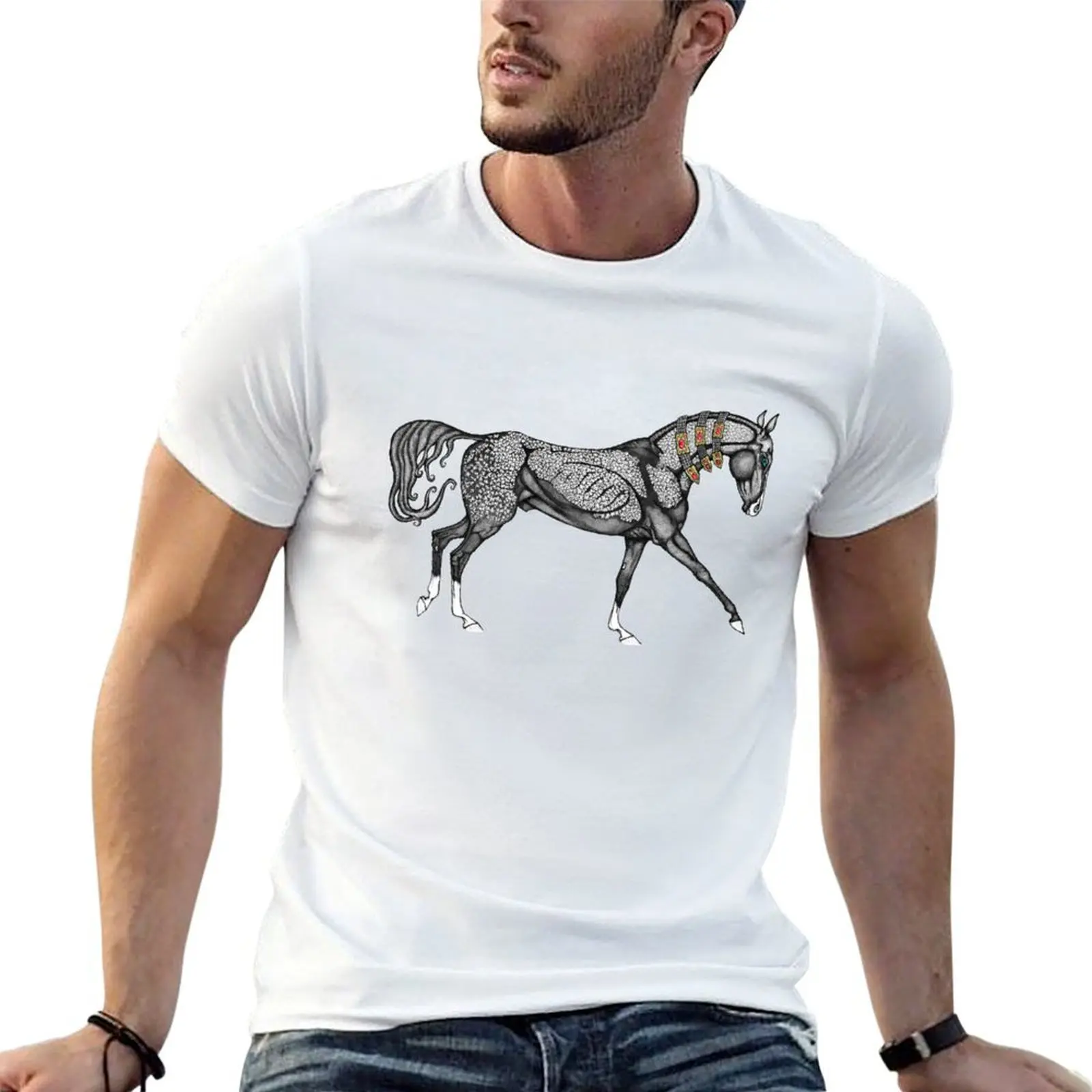 Camiseta Akhal Teke Dancer, Camiseta de algodón, camiseta 100% para hombre, camiseta lisa