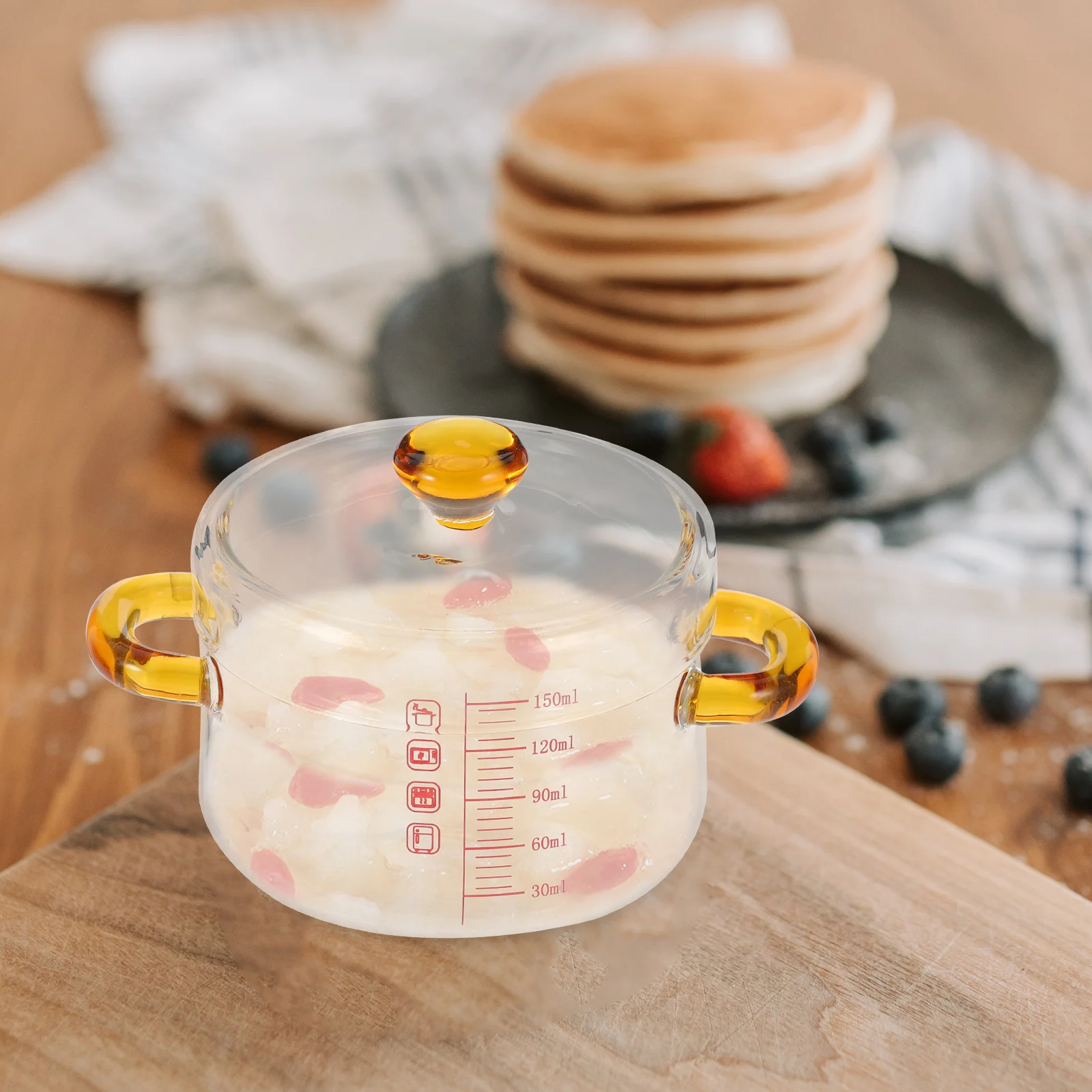 

Double Ear Glass Steamed Egg Bowl Heat-Resistant Kitchen Cookware Multi-Functional for Steaming Eggs Water Bath Stewing Oven