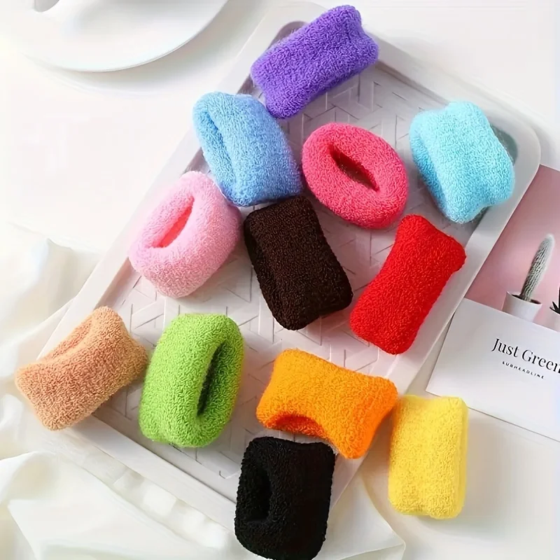 12PCS Candy Color Hair Ties Cotton Elastic Head Rope Ponytail Holders Headband Seamless Thick  Band Hair Accessories For Women