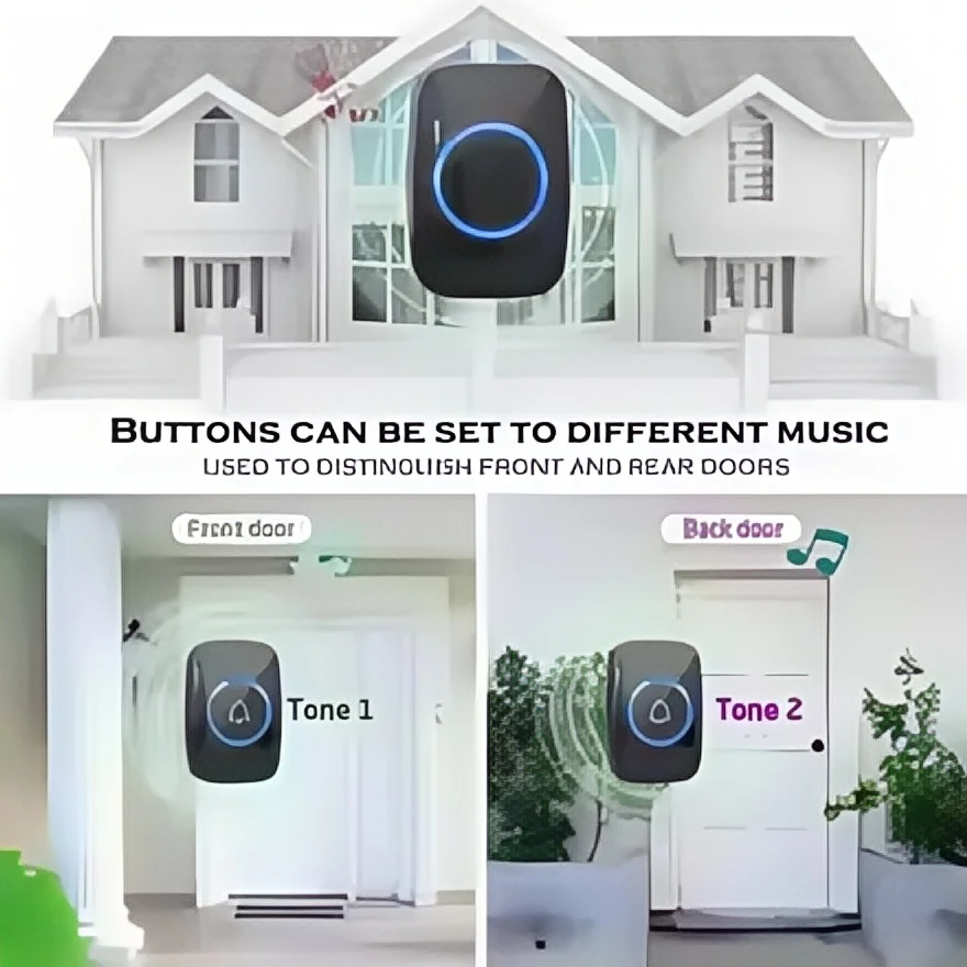Smart Wireless Doorbell – Waterproof, 150M Range, Battery-Powered, Long-Distance Chime, Easy Installation for Home & Office