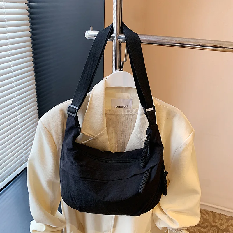 Stylish Nylon Large Capacity Messenger Bag, Lightweight Crescent