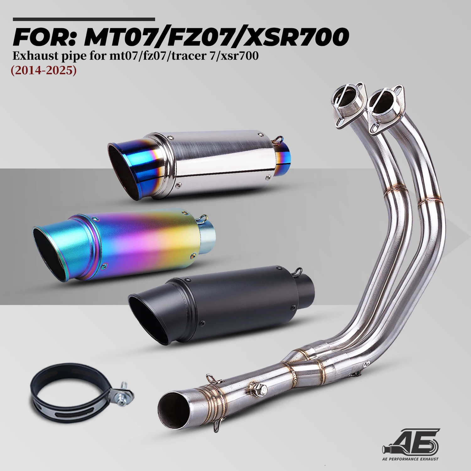 

For MT07 FZ07 2014~2025 YZF R7 2021~2025 XSR700 Motorcycle Exhaust Full System Muffler Slip on Exhaust Pipe