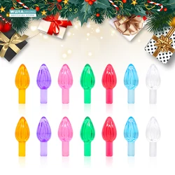 24pc Big Twisted Multicolor Flame Shape Plastic Lights Bulbs for Large Replacement Ceramic Christmas Tree Pegs Night Light Decor