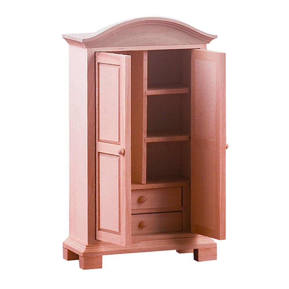 

1/12 Miniature Cabinet Handmade Wardrobe Wooden Bedroom Furniture Decorate