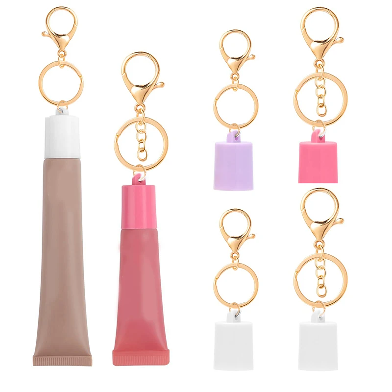 1 Pcs Practical Silicone Keychain Cap Accessories Portable Durable Holder Keyring Compatible For Lipgloss Storage And Balm Cap