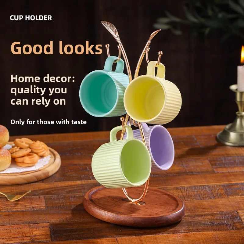 Stylish and Creative Cup Holder | Multifunctional Cup Stand with Drip Tray, Inverted Storage, Kitchen Key Holder Rack