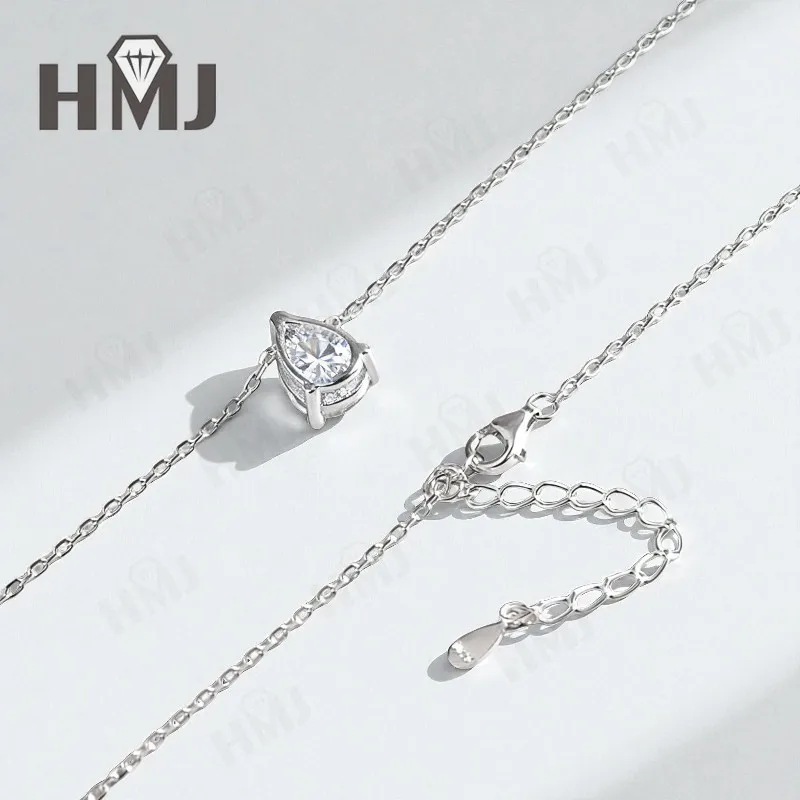 Moissanit-Halskette mit 1/2/3/4 Karat D-Farbe Birnenförmiger Moissanit S925 Vergoldete Kette in Weiß, Gelb oder Roségold für Damen, Verlobung, Alltag und Charme – Detail 10