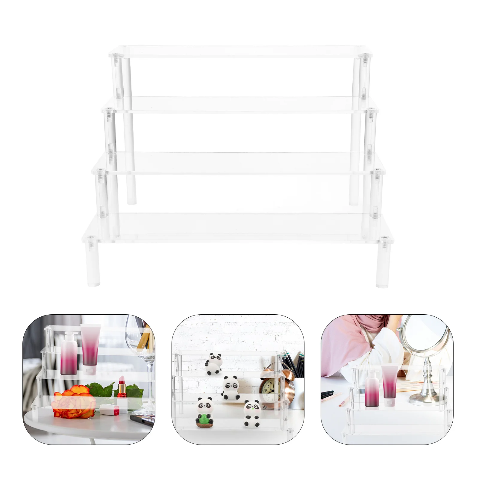 

Acrylic 4-Tier Display Stand Stable Transparent Organizer for Collectibles Perfume Jewelry Desktop Storage Shelf Acrylic Riser