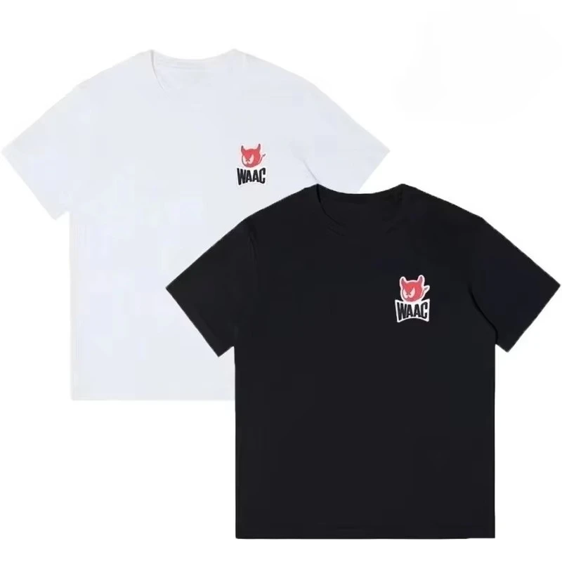 

Футболка WAAC из чистого хлопка с коротким рукавом: стильная и универсальная, подходит для любого сезона, уличный стиль, оверсайз, свободный крой, повседневная.