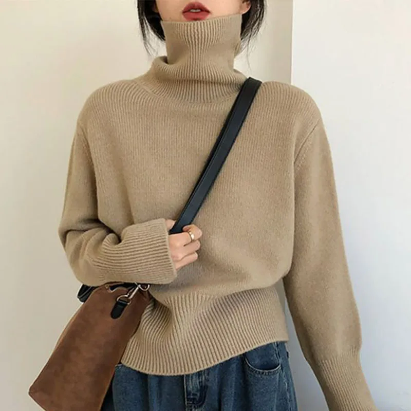 

Autumn Warm Turtle Neck Sweater Knitted Women Elegant Soft Fashion Korean Pullovers Loose Warm O Neck Long Sleeve Female Jumper