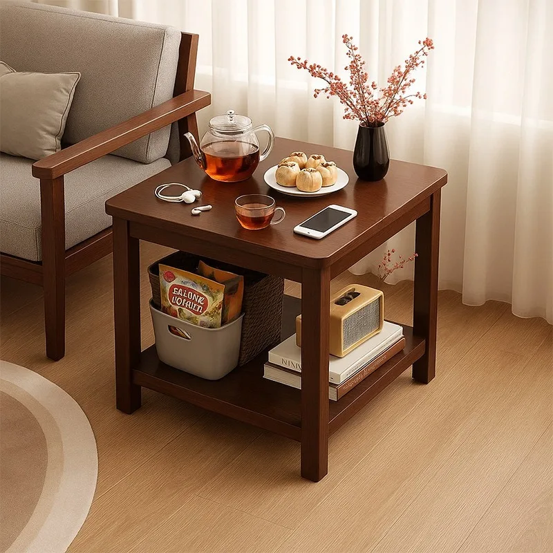 Sofa side cabinet, living room small square table, solid wood leg small coffee table, household square simple modern side table