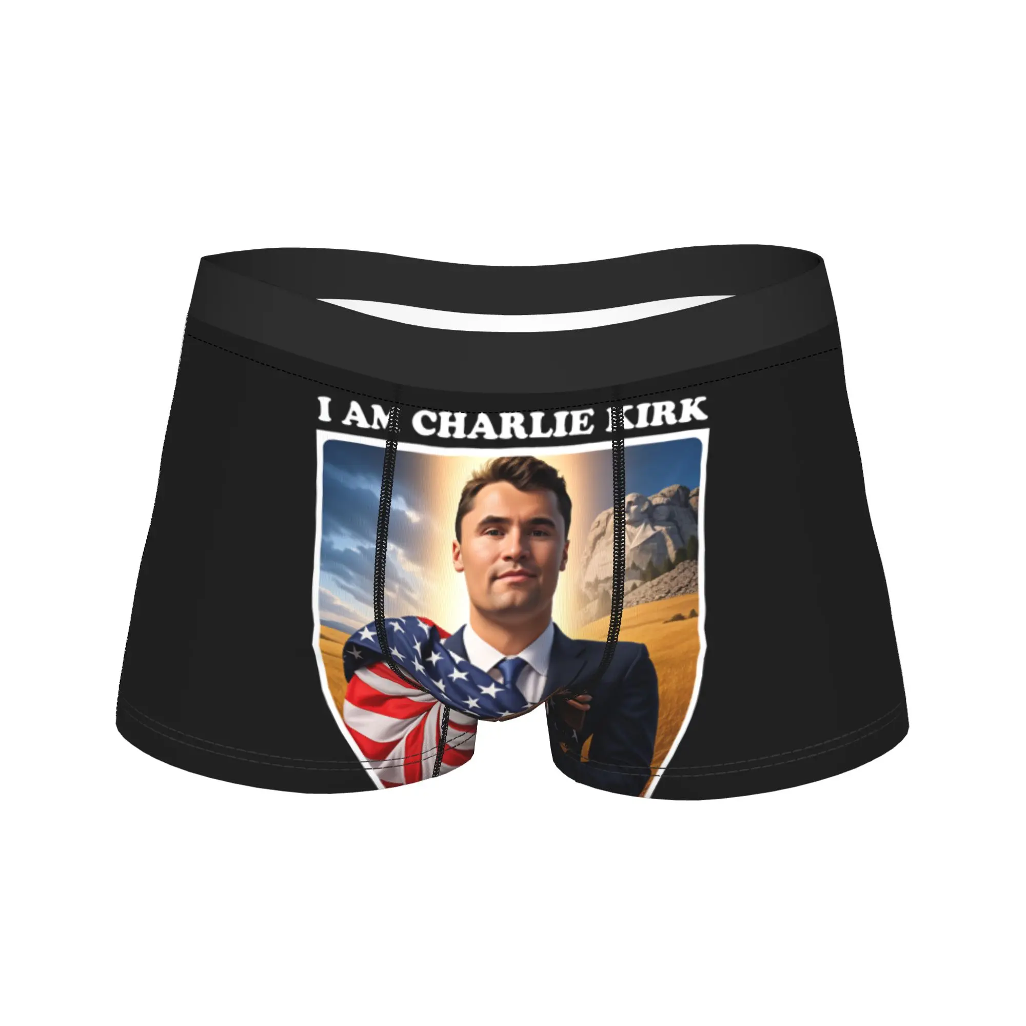 

Мужские трусы-боксеры I Am Charlie Kirk: патриотические, христианские, с изображением Иисуса, на заказ, больших размеров, с анатомическим мешочком