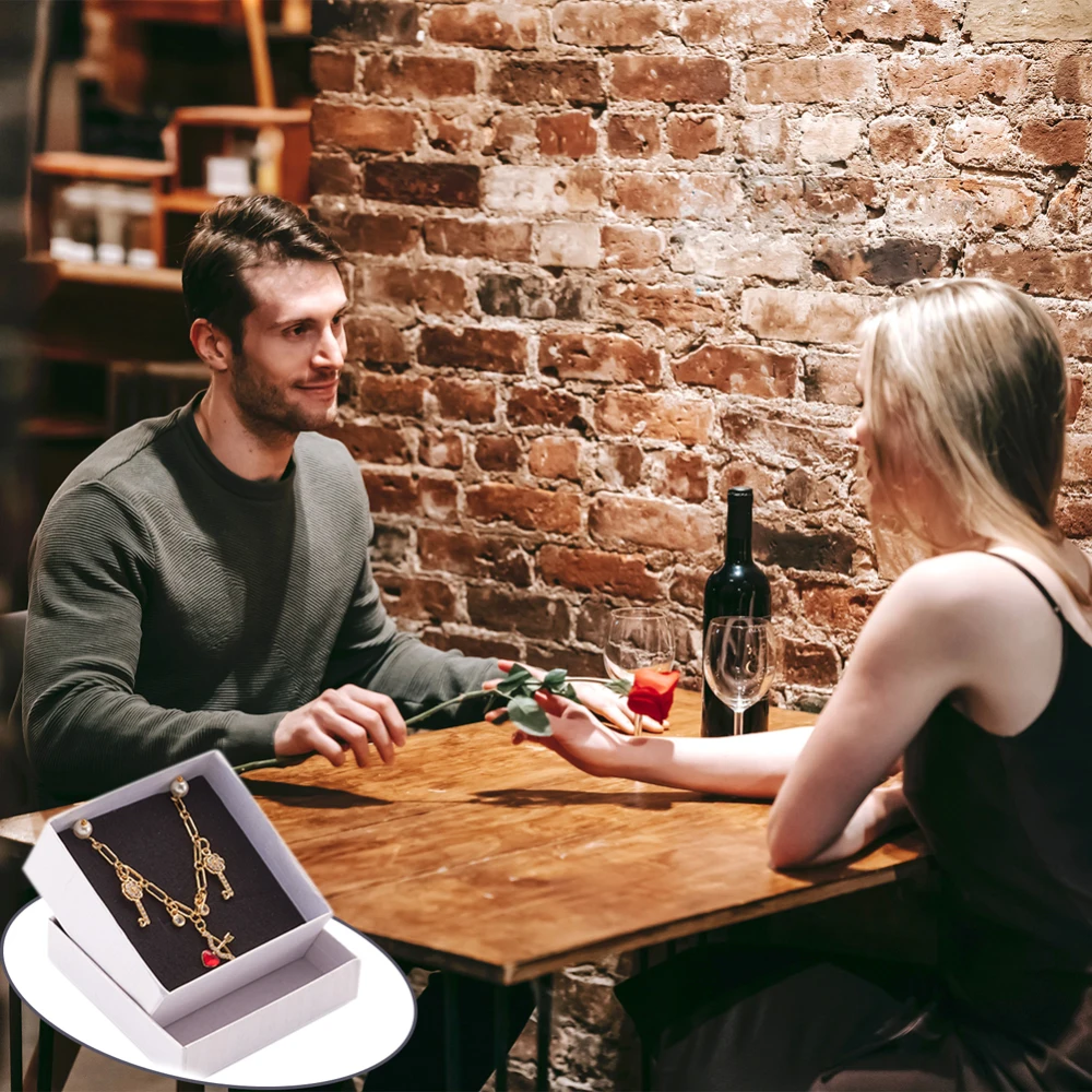 12pcs Cardboard Jewelry Boxes for Pendant & Earring & Ring with Sponge Inside Square Red Black White 7.5x7.5x3.5cm