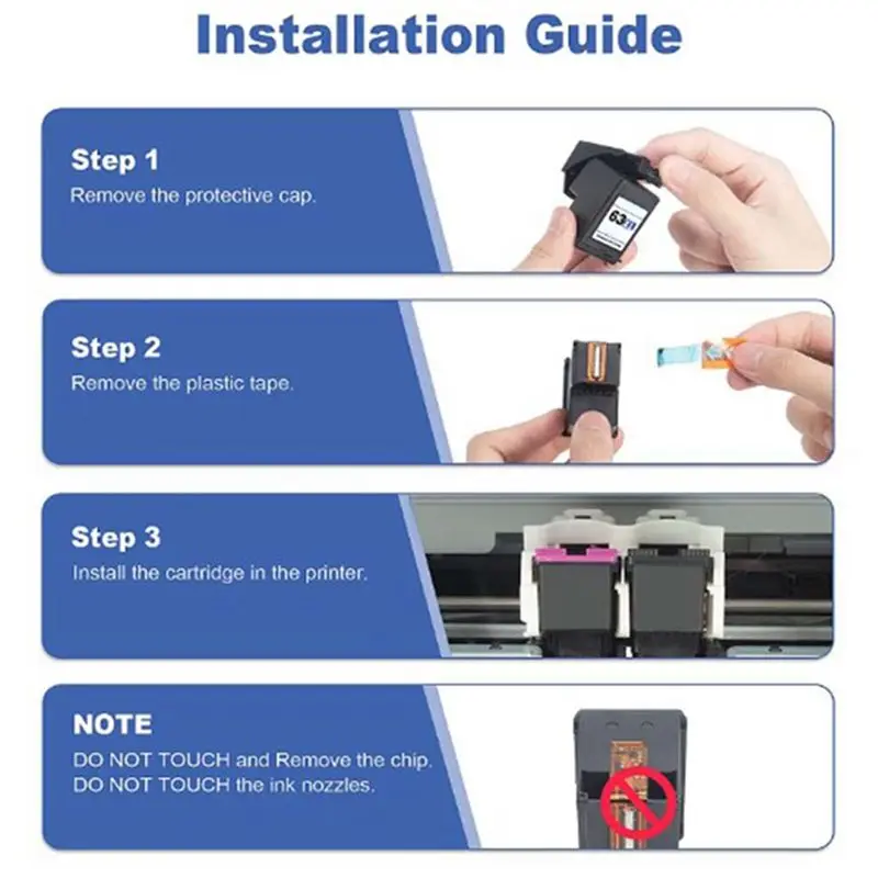 

BOFF Portable Convenient Compatible with HP63 XL Ink Box HP2130 3630 Officejet4520 4650, Black Colorful Set A