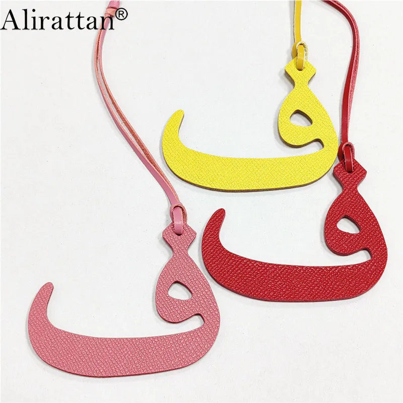 Alirattan Fashion New Genuine Leather Arabia Letters Charm 2025 Customized Women Leather Trendy Customized Pendant Ornament