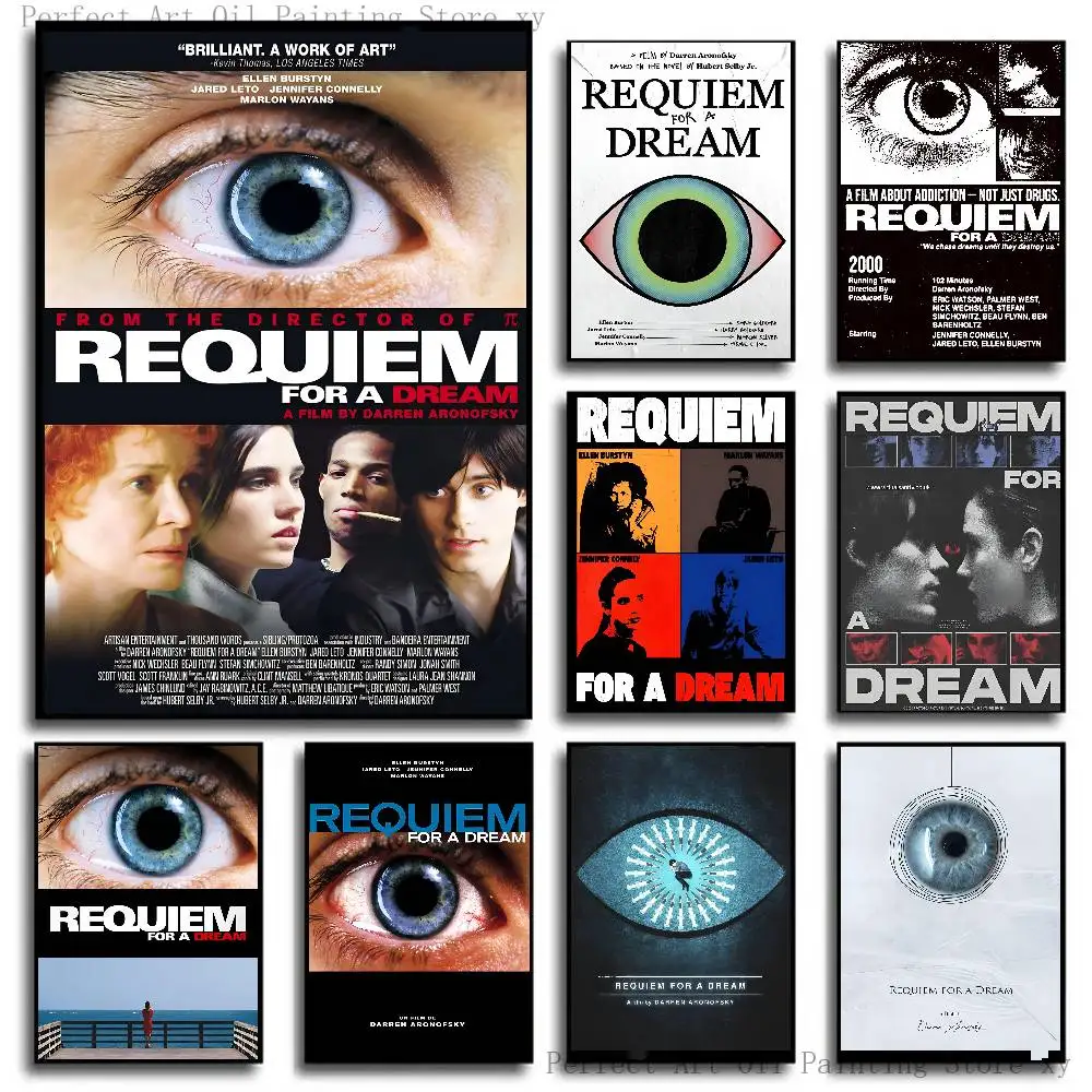 Horror Movies R-Requiem For A D-Dream Poster Self-adhesive Art Room Entrance Restaurant Wall Decor Art Painting