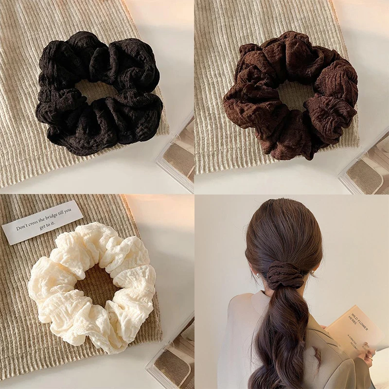 

Wave Pattern Solid Color Hair Rope Women Simple Ponytail Hair Ring Fashionable Girls Do Not Hurt The Hair Ring