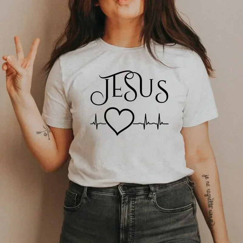 Religious Baptism Holy God Shirt Camisetas De Mujer Jesus Is A Liberal Letter Printed LadyTShirt Christian Faith Tops Pray Tees