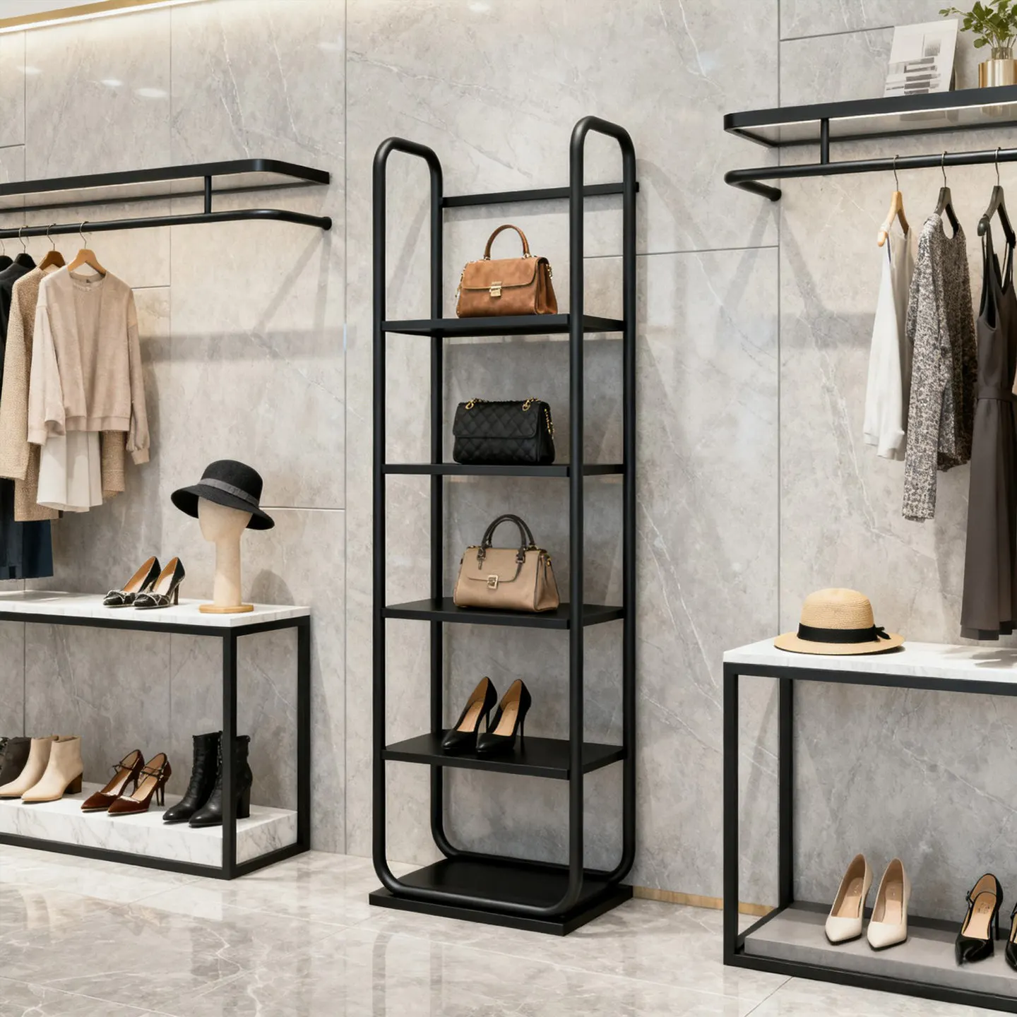 

Стеллаж для обуви из кованого железа для магазина одежды интернет-знаменитостей, напольная подставка для сумок, многоярусный стеллаж для демонстрации сумок