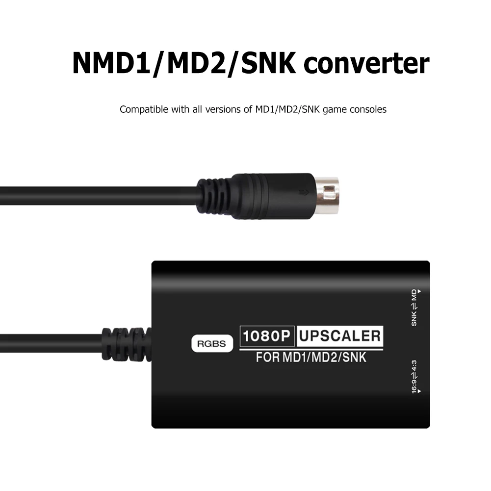 1080 HD Video Converter RGBS HDMI-compatible Converter Console Game Accessories HD TV Video Cable Splitter for SEGA MD1 MD2 SNK