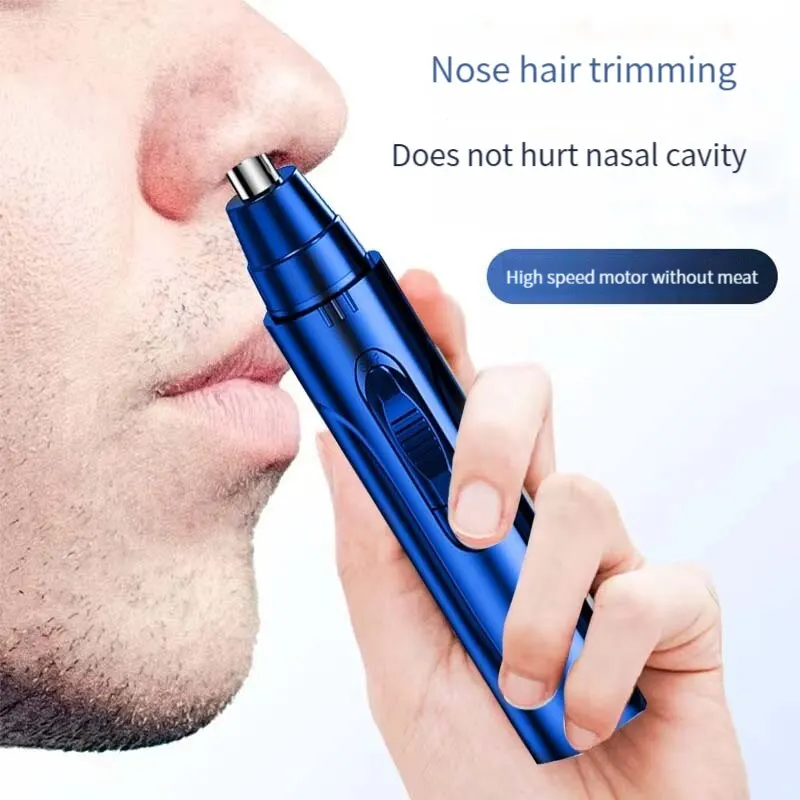 Blue Portable Nose Hair Trimmer Electric Nose Hair Razor For Men And Women Travel Items Without Damaging Nasal Passages