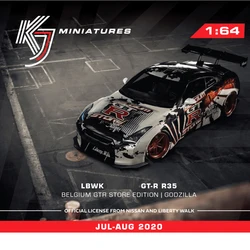 KJ Miniatures 1:64 Model Car LBWK nissan GT-R R35 Alloy Die-Cast Vehicle