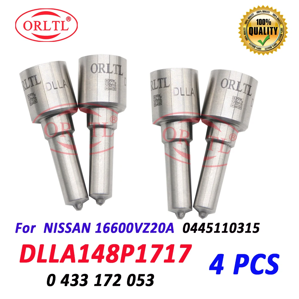 

4 PCS Diesel Fuel Injector DLLA148P1717 0433172053 Nozzle DLLA 148P 1717 for NISSAN 16600VZ20A 0 445 110 315 ORLTL 0 433 172 053