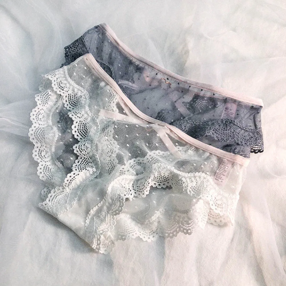 Sexy Women Lace Briefs Ultra-thin Transparent G-string Hollow Low Rise Thong Lightweight Breath Panties Ladies Erotic Lingere