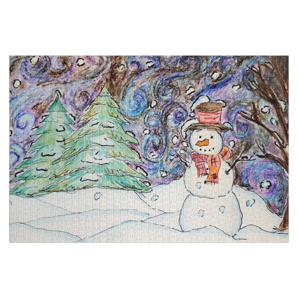 

Winter Snowman Jigsaw Puzzle Personalised Name Iq Picture Customized Kids Gift Puzzle