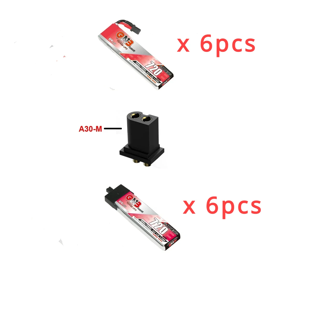 

Original Gaoneng GNB 3.8V 720mAh 1S 100C/200C HV 4.35V LiHV Battery With A30 Male Connector For RC FPV Drone DIY Plug VS BT2.0