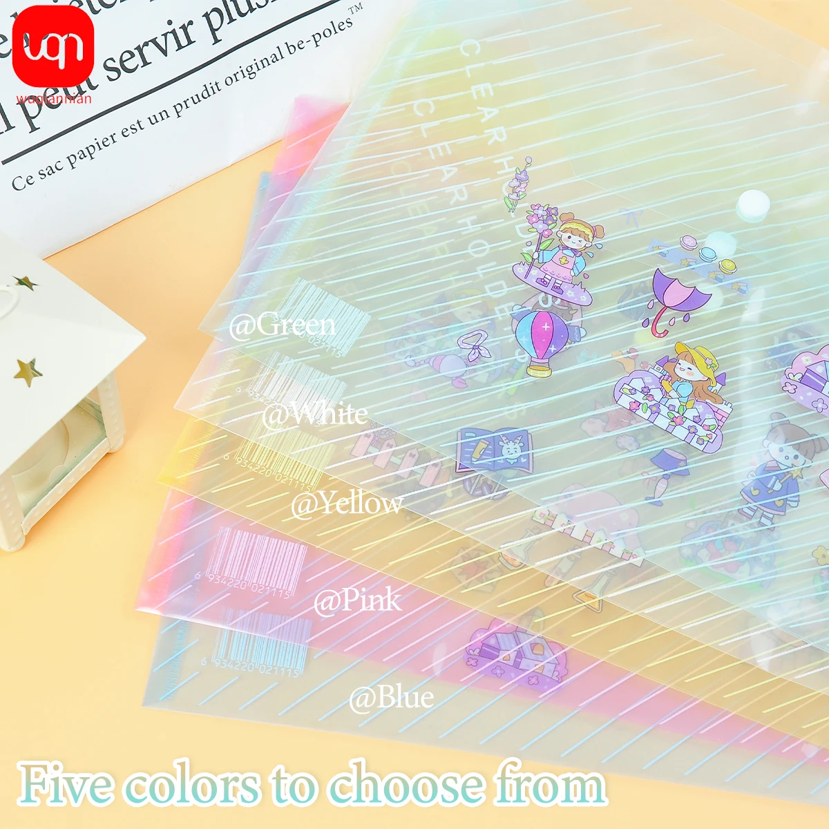 A4 Documententas Transparant 14c Dikte Grote Capaciteit Student Cartoon Sticker Knop Testpapier Opbergtas Kantoordocumenten