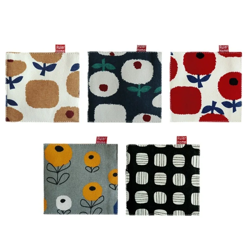 5pcs Japanese Style Double-Layer Fabric Coasters Heat-Resistant Mats for Mugs and Teacups Coaster Set Coasters for Glasses