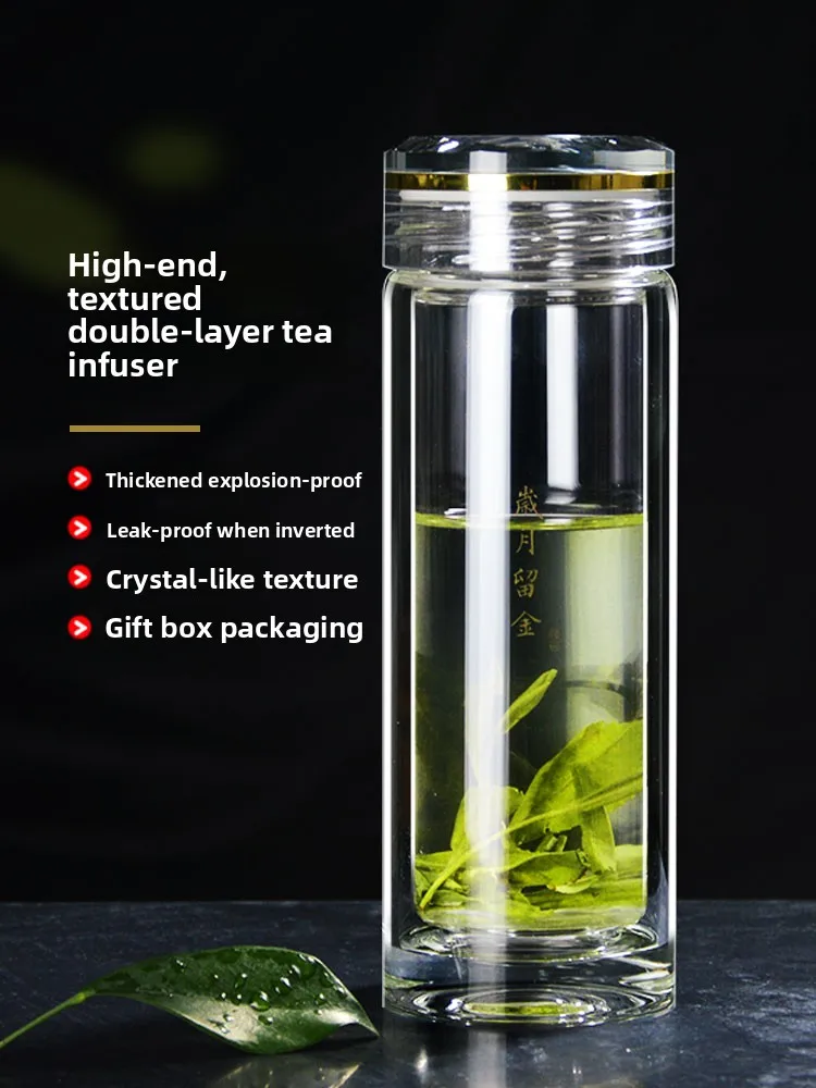 

Двухслойная стеклянная чашка Thiened High Borosilie для заваривания чая, для мужчин и женщин, для делового автомобиля, теплоизоляционная чашка для воды