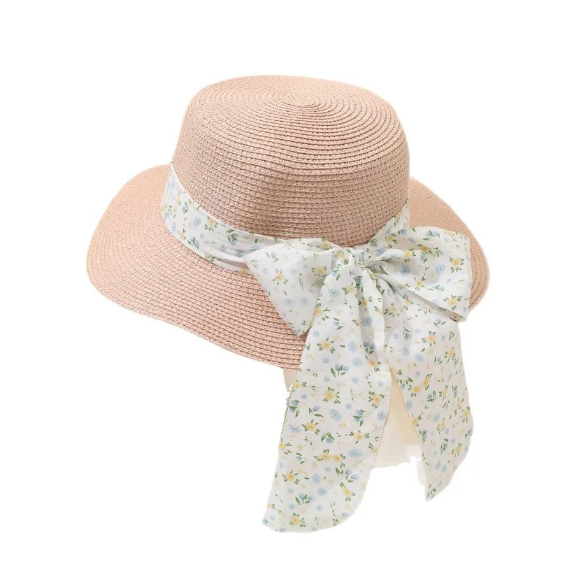 Fine Grass Encrypted Grass Women's Pastoral Style Small Floral Bows Fisherman Hat Seaside Vacation Sun Hat Summer Sun Hat