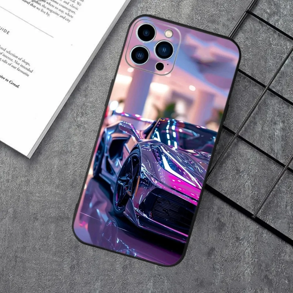 Fashion C-CorvetteS C8 C6 Phone Case For iPhone 16,15,14,13,12,11,XS,XR,X,8,7,Pro,Max,Plus,mini Silicone Black Cover