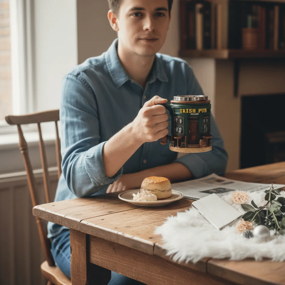 Creative 300 ML 3D Resin Mug Stainless Steel Liner Unique Coffee Cup With Handle Retro Breakfast Cup Cafe