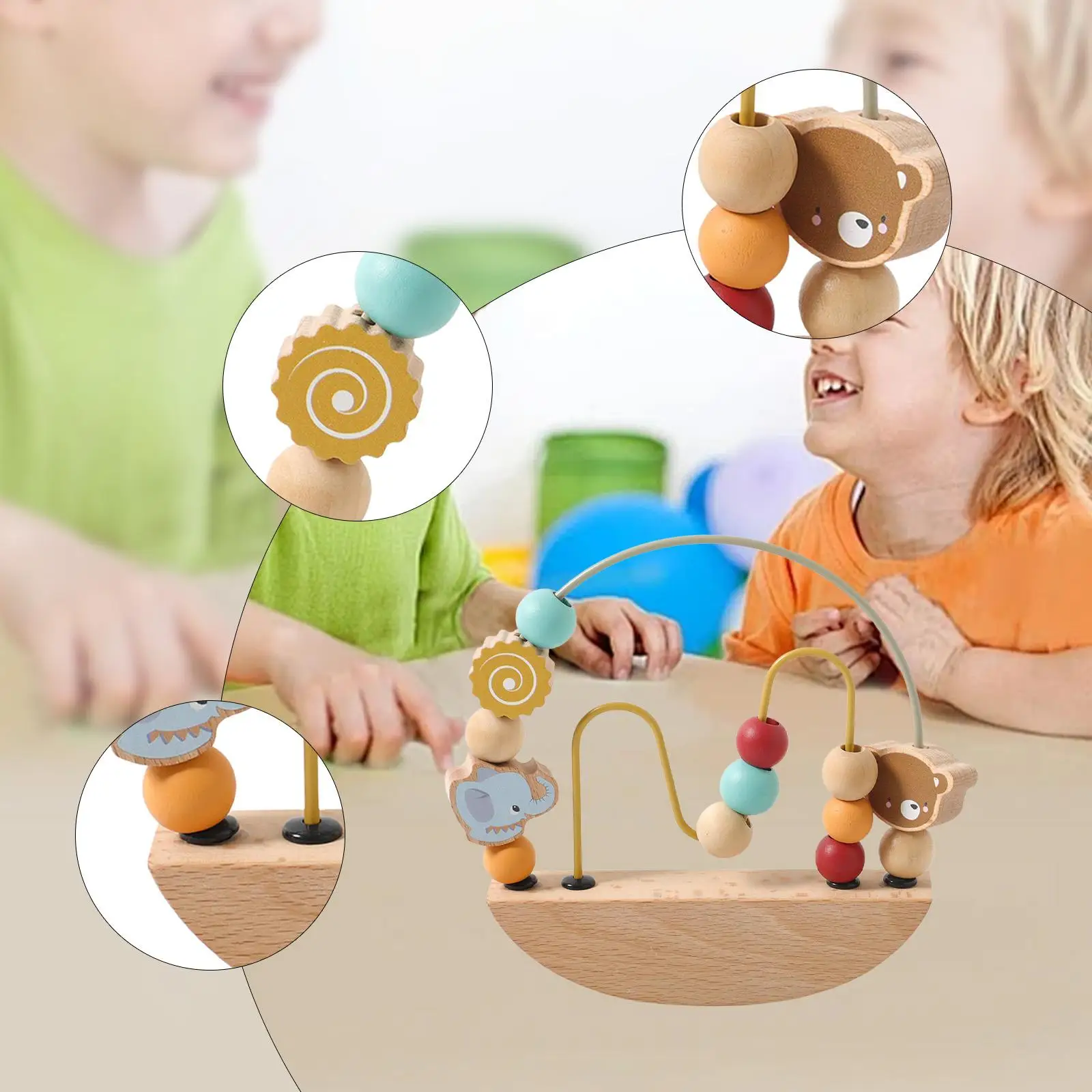 Bead Maze Toy Fine Motor Skills Learning Portable Activity Interactive Travel Toy Color Recognition Educational Circle Toy