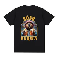 Bober Kurwa Bobr T-shirt Funny Beaver Drinking Beer Meme Women's Fashion Hip Hop Loose T-shirt Street Clothing