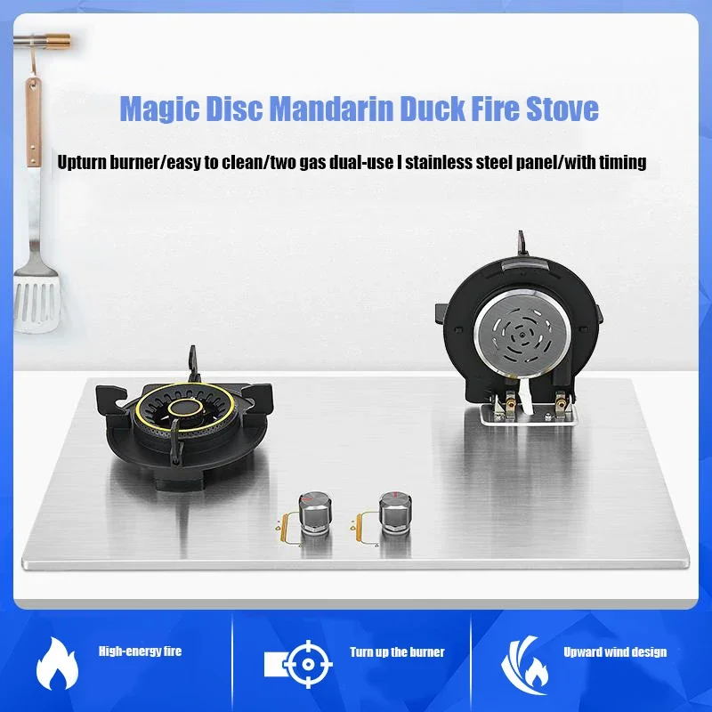 Gas Stove Double Stove Can Flip High Firepower Household Built-in Stove Tempered Glass Electronic Pulse Ignition